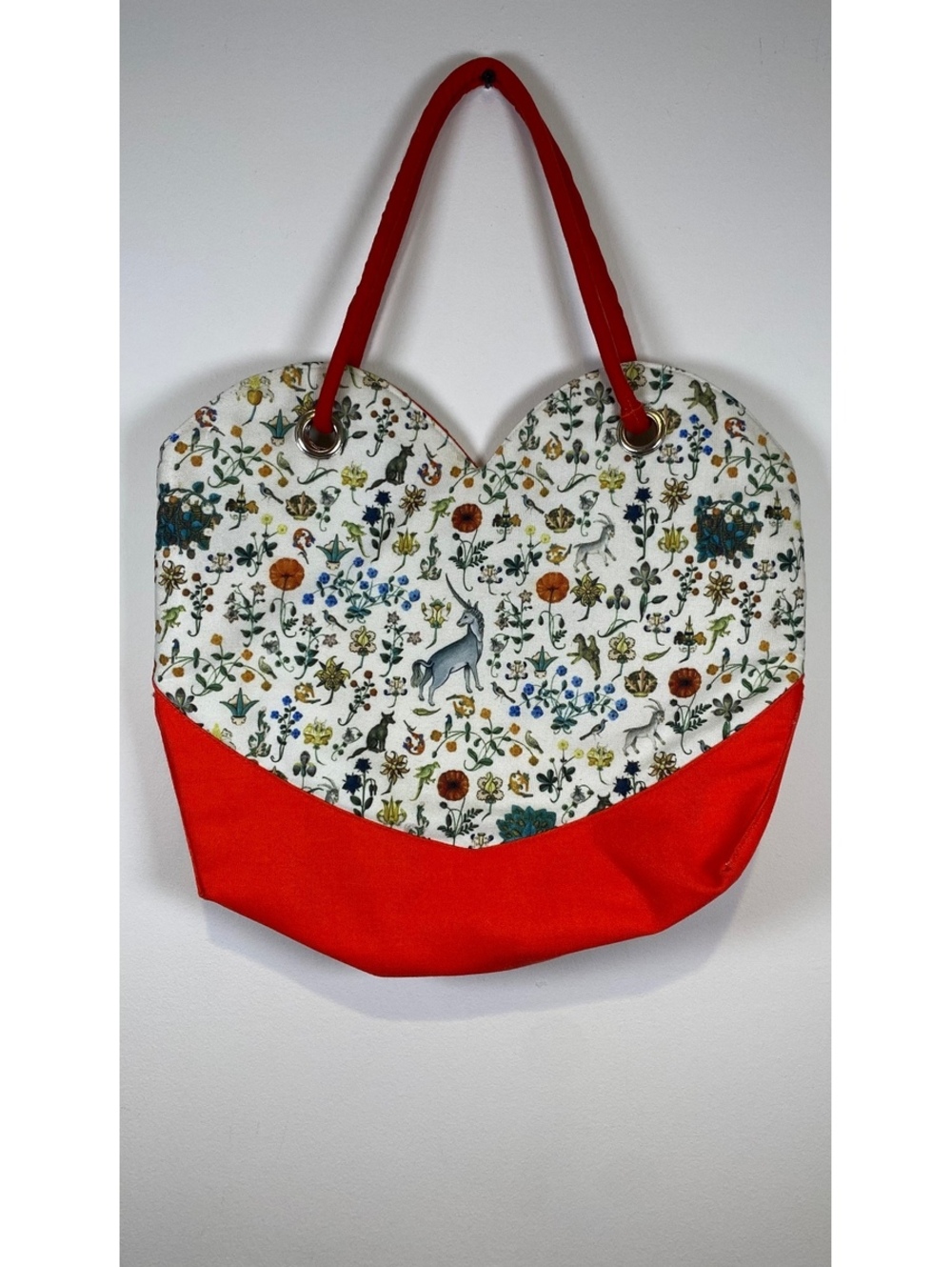 Samantha Pleet Floral and Unicorn Print Canvas Tote Bag
